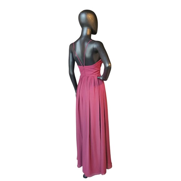 Cranberry Chiffon Spaghetti Strap Bridesmaid/Formal Gown - Bill Levkoff - Picture 7 of 8